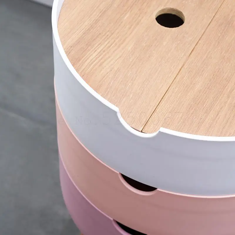 Скандинавский круглый трехэтажный прикроватный шкаф Ins простой