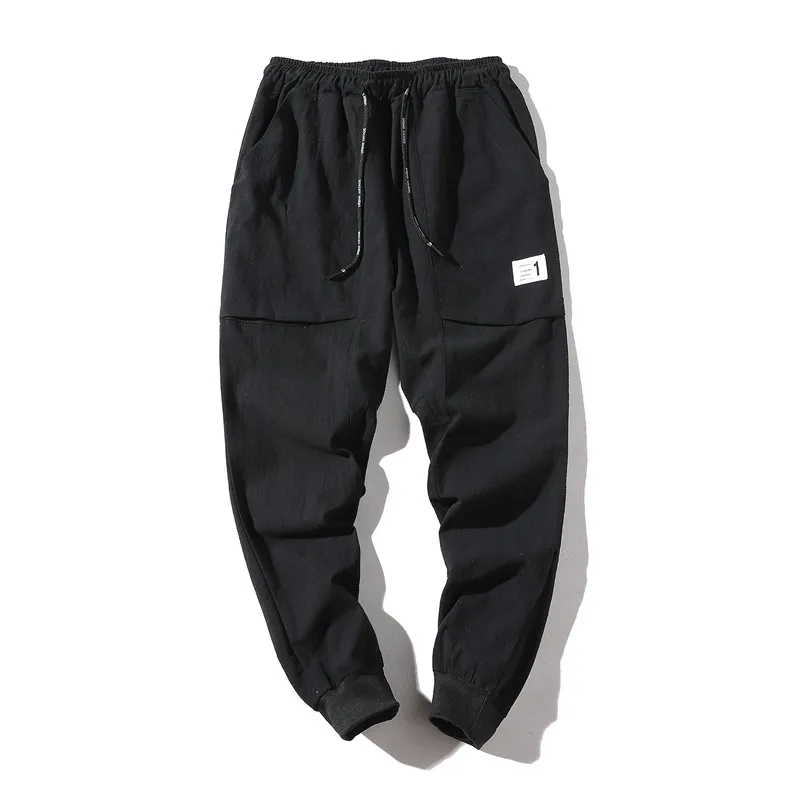

Summer Casual Cotton and Linen Pencil Pants Men Elastic Waist Slim Fit Sweatpants Men Ankle-length Mens Joggers