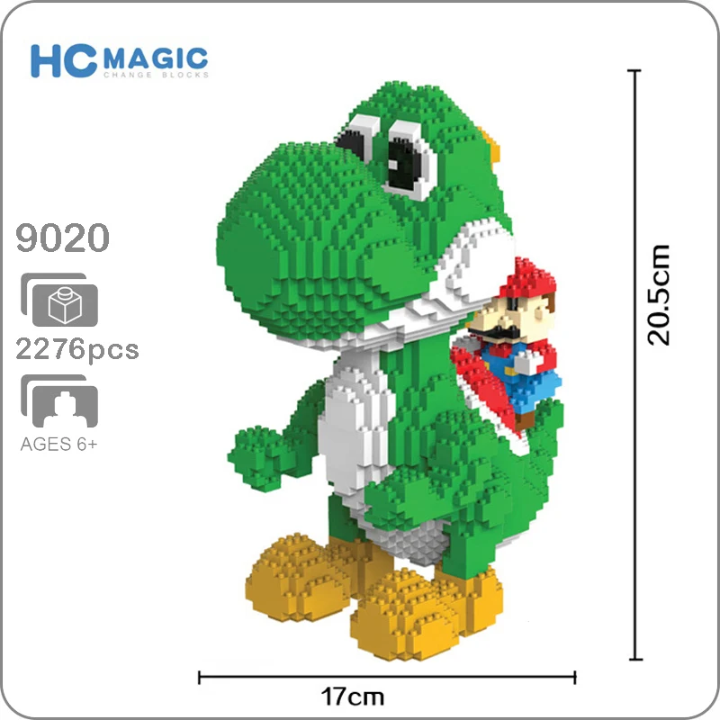 HC 9020 Супер Марио Йоши Зеленый Дракон монстр 3D модель 2276 шт сделай сам мини