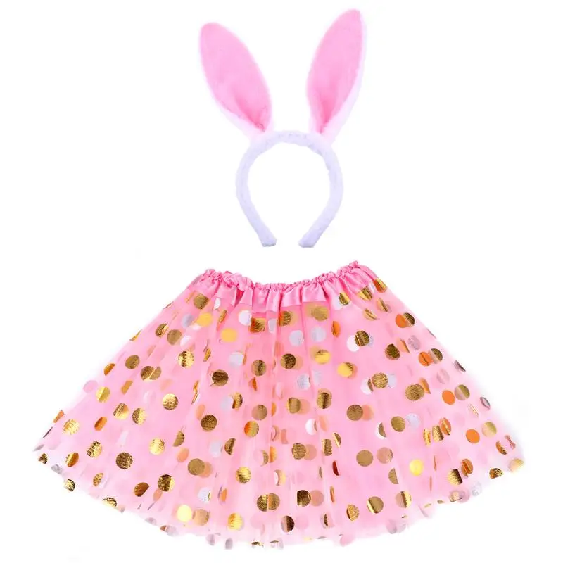 

1 комплект, детский Пасхальный вечерние, юбка в горошек и повязка на голову