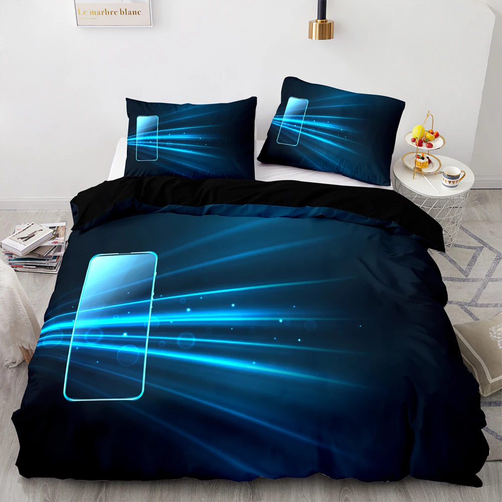 

3D Sci-Fi Future Signal Pattern Bedding Set, 228228 Duvet Cover Set With Pillowcase, 140210 Quilt Cover , Blanket Cover