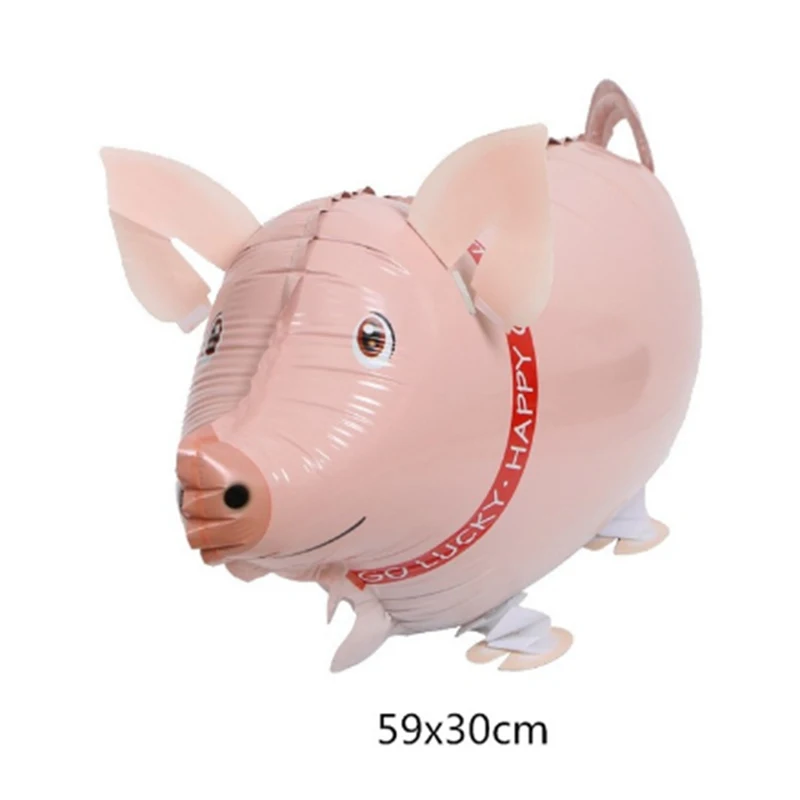 walking pig Воздушные шарики в виде животных прогулочная Розовая Свинья голова ребенок душ сувениры globos ферма День Рождения украшения Дети и взрослые - Цвет: walking pig