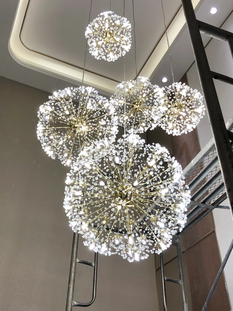 Золотая люстра в скандинавском стиле с одуванчиком хрустальные лампы простая