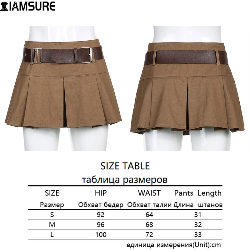 

IAMSURE Preppy Style Pleated Mini Skirt With Shorts Sexy Sashes High Waisted Cotton Skirts 2021 New Fashion Y2K Aesthetic Korean