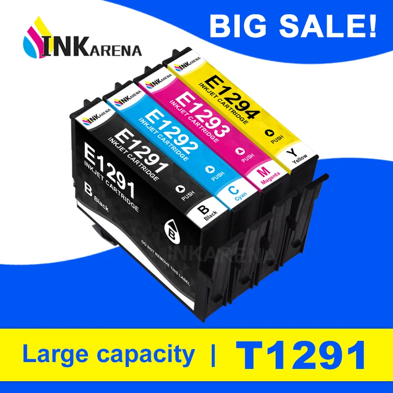 INKARENA T1291 Cartridge for EPSON Stylus SX525WD SX535WD SX620FW BX925FW Stylus Office B42WD BX625FWD Printer Cartridge
