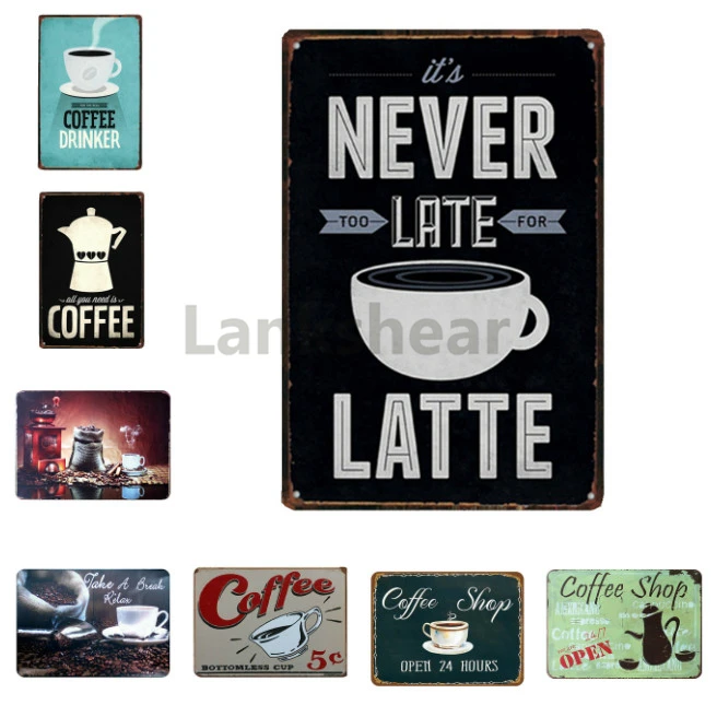 Винтажный жестяной ретро-плакат с кофейным меню для кафе, металлическая пластина, постер, Классическая живопись, настенное искусство, украшение для бара, металлический знак