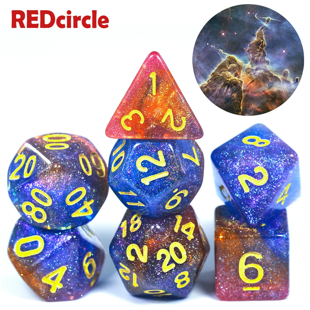 Shinny Universe Galaxy RPG DND игра цифровые кости набор D4-D20 с сумкой крутой для настольной