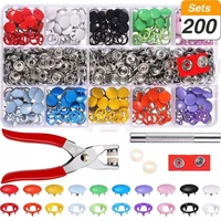 snap fasteners tool kit hollow and solid metal prong snaps buttons clothing leather crafting sewing 200 sets10 colors95mm