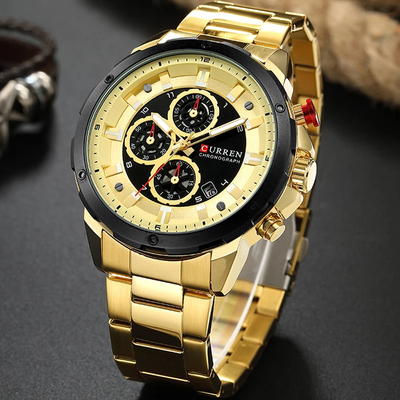 

Curren Chronograph Men's Watch 2019 Quartz Blue Clock Men Wristwatch Stainless Steel Waterproof Luxury Brand Man Watch 2018