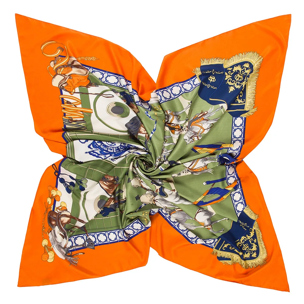 

Classical Women's Scarf Silk 100% Gift Scarf 130CM Fashion Luxury Brand Wrap Head Hair Scarf Handkerchief For Head Ladies Shawl