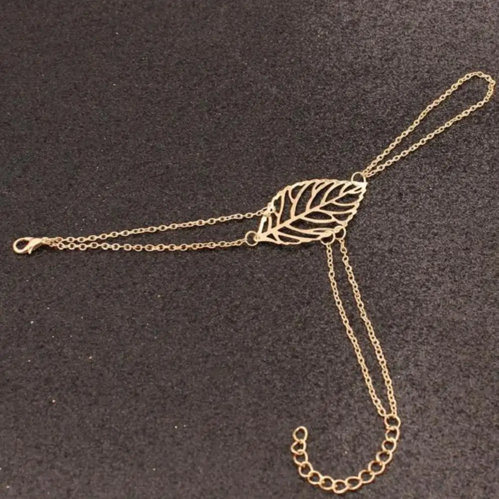 

HOT SALES!!! Women Multi-layer Hollow Leaf Finger Ring Bangle Chain Bracelet Simple Jewelry