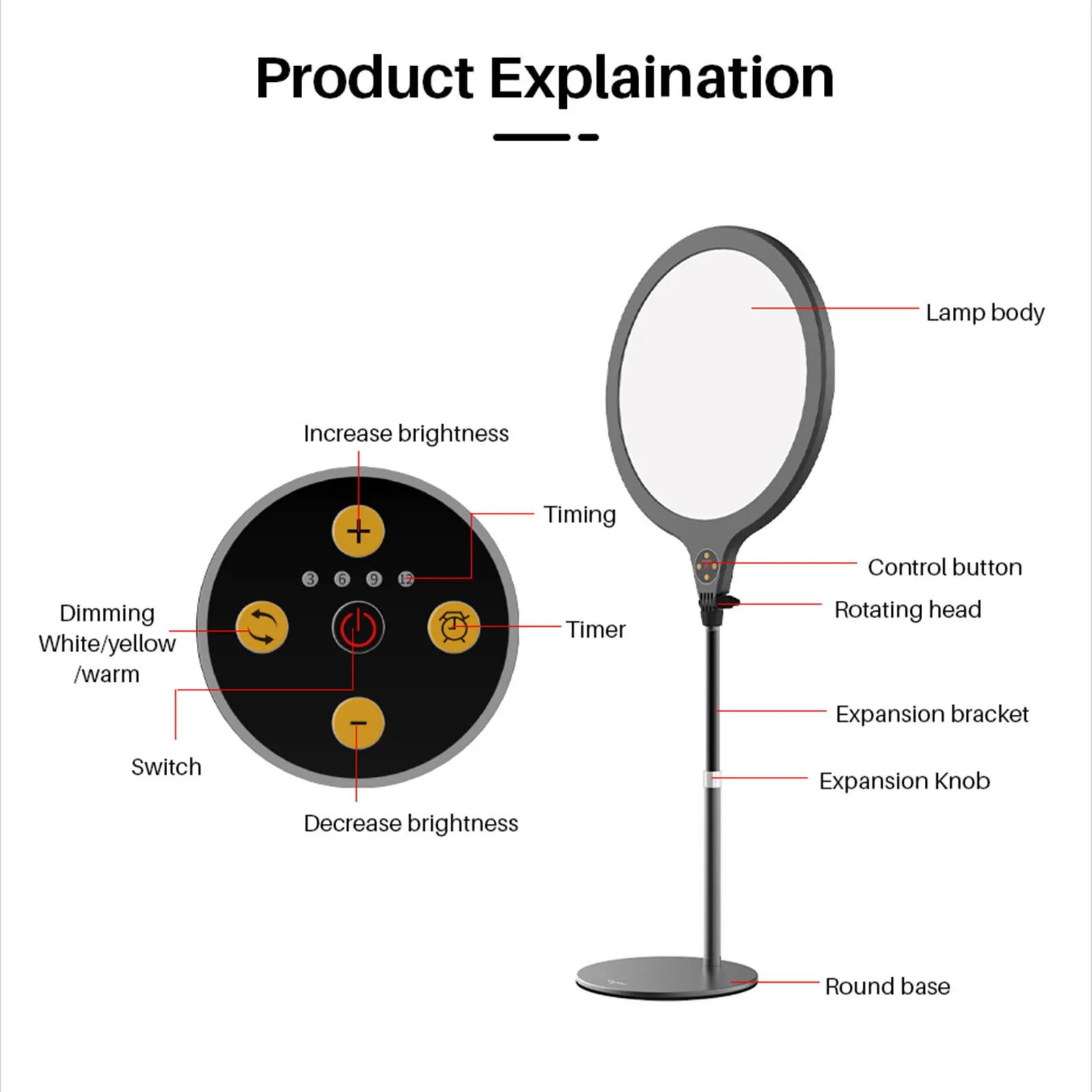 

Ulanzi VIJIM K1 Portable Desktop Selfie Live Streaming Ring Fill Light Lamp Ring Light Aluminum Alloy White/Warm/Yellow