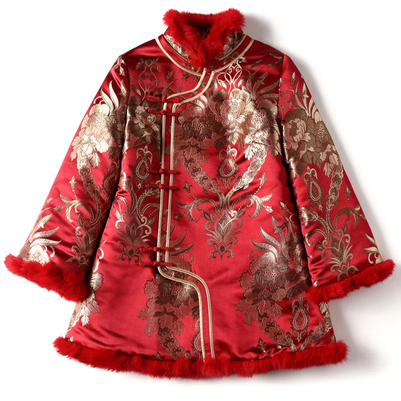 women tang suit Chinese red cheongsam tops vintage traditional embroidery top oriental festival clothing - Цвет: Красный