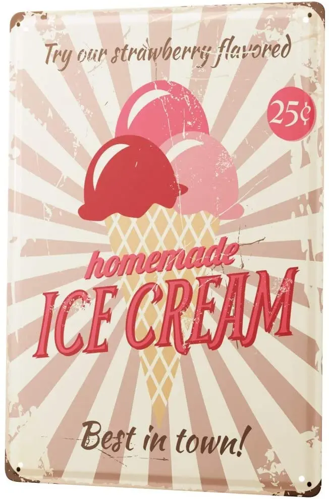 

Tin brand metal plate decoration sign home restaurant kitchen ice cream strawberry ice cream decoration metal poster wall sign