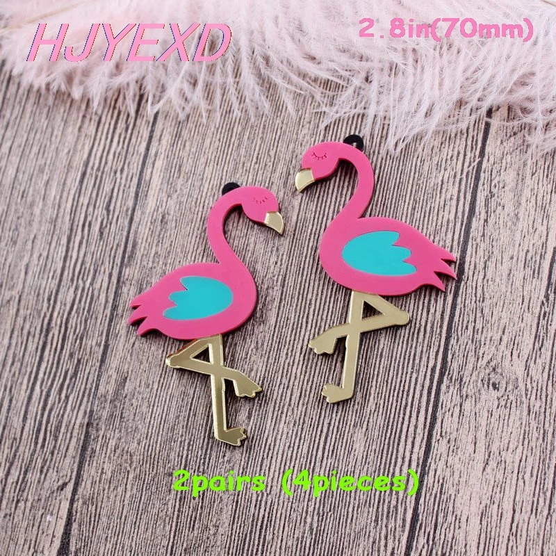 70mm-2pairs-4pieces 2 пары) 70 мм серьги в форме Фламинго Смешанные акриловые серьги висячие серьги «Радуга» Лазерная cut-AC1558 - Окраска металла: 70mm-2pairs-4pieces