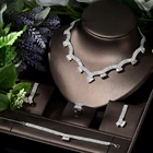 HIBRIDE Подвески трендовые женские серьги и ожерелье набор AAA кубического циркония комплект ювелирных изделий для невесты Свадебные украшения Аксессуары N-108