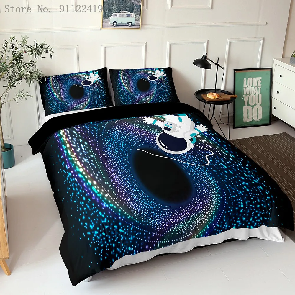 Комплект постельного белья из микрофибры черный комплект с изображением космоса