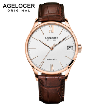 Super Slim Mechanical Watches Casual Wristwatch Business Original AGELOCER Brand Leather Watch Men's Fashion relojes hombre