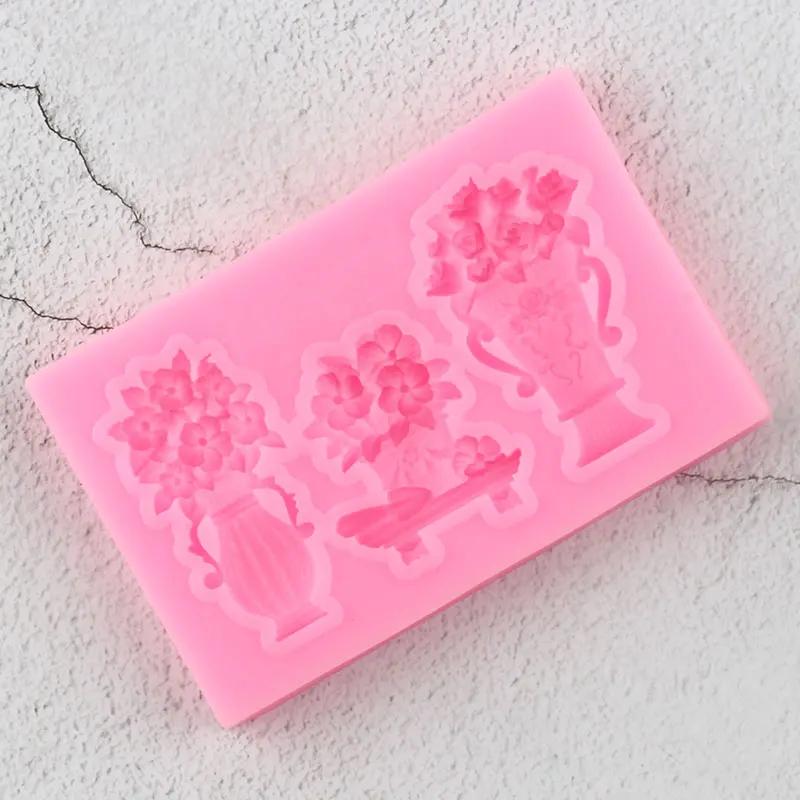 Sugarcraft силиконовая формочка в виде цветов горшочек помадки инструменты для