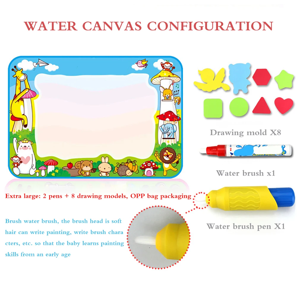 

Magic Water Drawing Mat Doodle Mat & 4 Drawing Pens & 1 Stamps Set Painting Board Educational Toy Montessori Education Toys