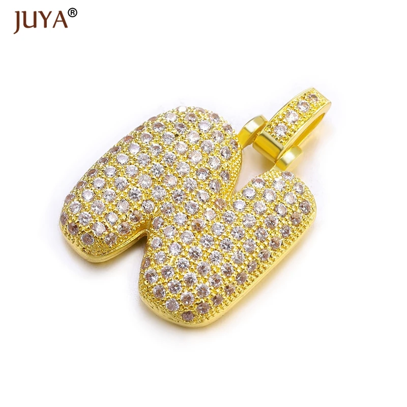Juya Роскошные AAA циркониевые Стразы буквы 26 алфавит DIY начальный Шарм для женские ювелирные изделия, кулон аксессуары для изготовления