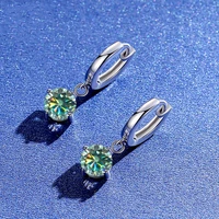 boeycjr 925 silver 4 claws 1ct2ct blue green moissanite vvs1 fine jewelry drop earrings for women