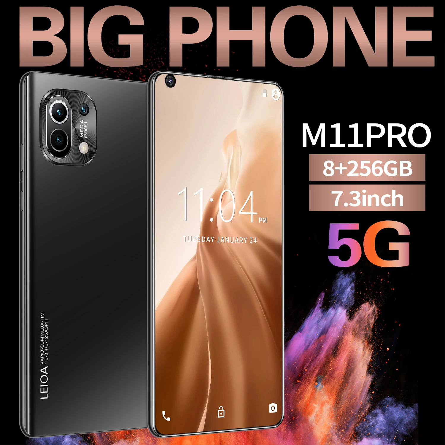 

New Arrival 2021 Smartpone M11 Pro 7.3 Inch Global Version 16+32MP Cell Phone 5G 6800mAh 8GB+256GB s MTK6889