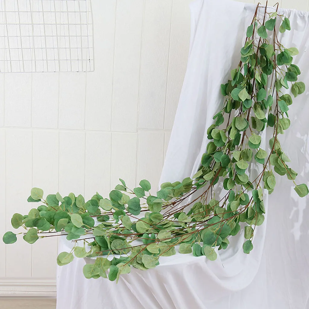 5.6ft Artificial Silver Dollar Eucalyptus Leaves Garland Faux Silk Greenery Vine | Дом и сад