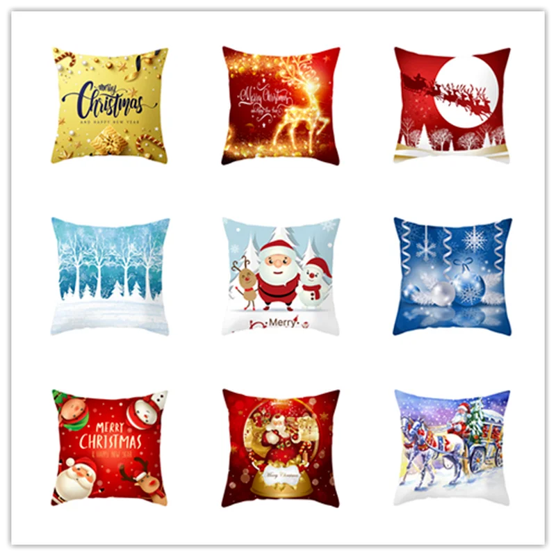 

2021 Рождественский чехол для подушки, снежинка, хлопковая льняная подушка для дивана, Женская рождественская наволочка 45*45 с венком и деревом