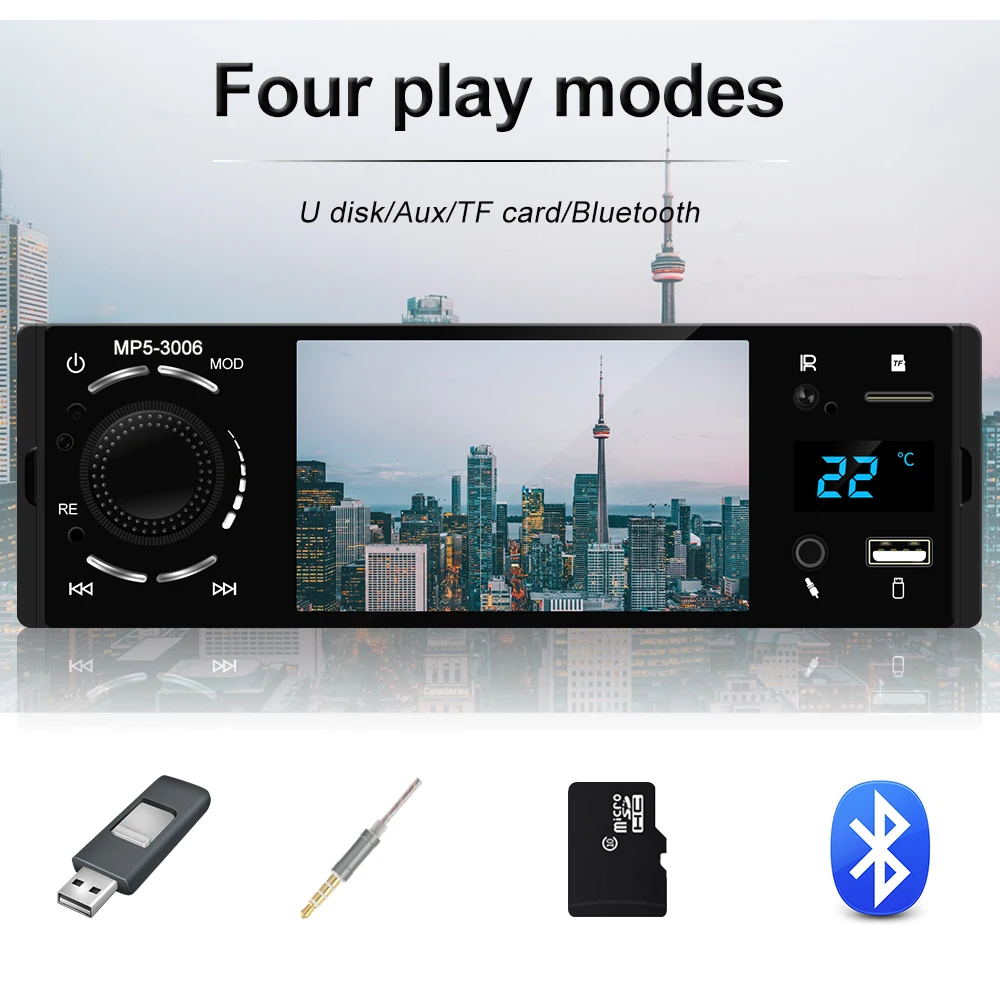 Podofo " Автомагнитола Bluetooth Авторадио 1 Din сенсорный экран стерео аудио видео MP5 USB TF дисплей температуры Handsfree In-dash