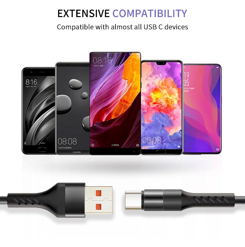 Кабель USB C кабель type C кабель для мобильного телефона Быстрая зарядка телефонный кабель для samsung S9 huawei P10 nintendo Oneplus 5 черный C245