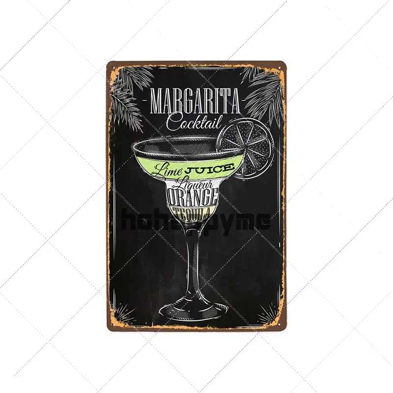 9112825 Коктейльные металлические жестяные вывески Mojito Ретро табличка Куба либр Москву мул настенный плакат паб клуб бар декоративные тарелки 20x30 см - Цвет: 9112825