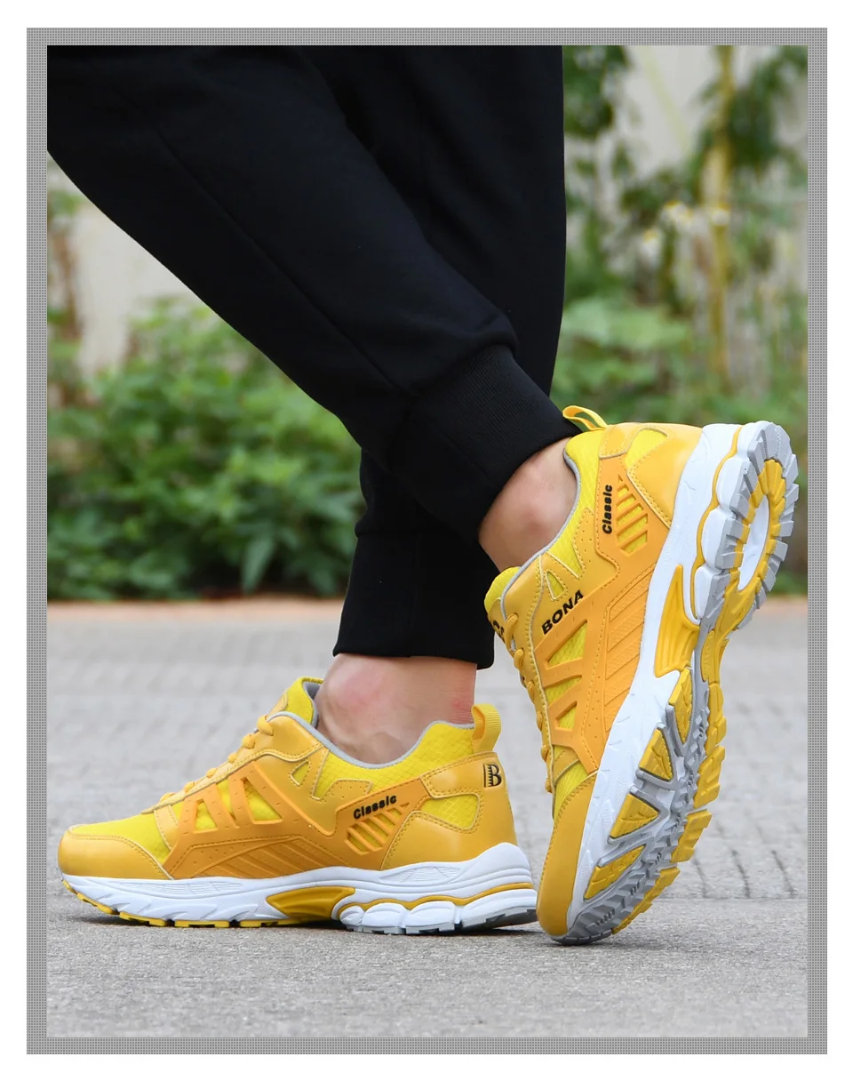 BONA/Новинка года; дизайнерская мужская обувь для бега; zapatillas hombre Deportiva; высокие мужские кроссовки для бега; прогулочная обувь