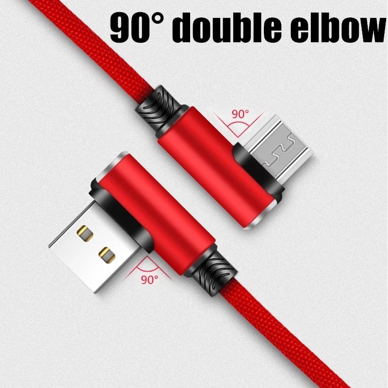 Micro USB кабель быстрой зарядки с двойным изгибом для Xiaomi Redmi Note 5 Pro передачи данных