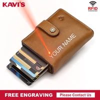 kavis id card holder wallet case men brand magic aluminum anti rfid blocking mini small wallets money bag purses name engraving