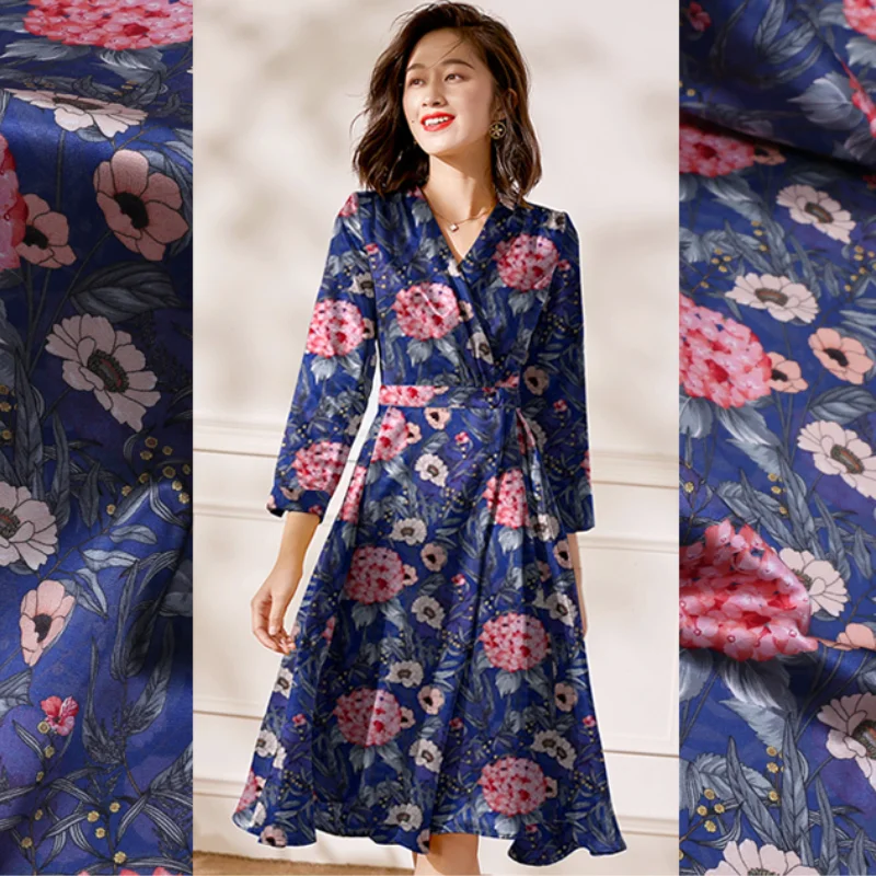 

Mulberry Silk Stretch Satin Printed Fabric Spandex Soft Slippery Satin Dress Dress Shirt Pants Fabrics Sewing Material Cloth