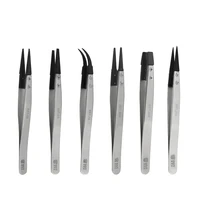 high quality esd carbon fiber tip anti static stainless steel flated tip tweezers phone repair tools kit