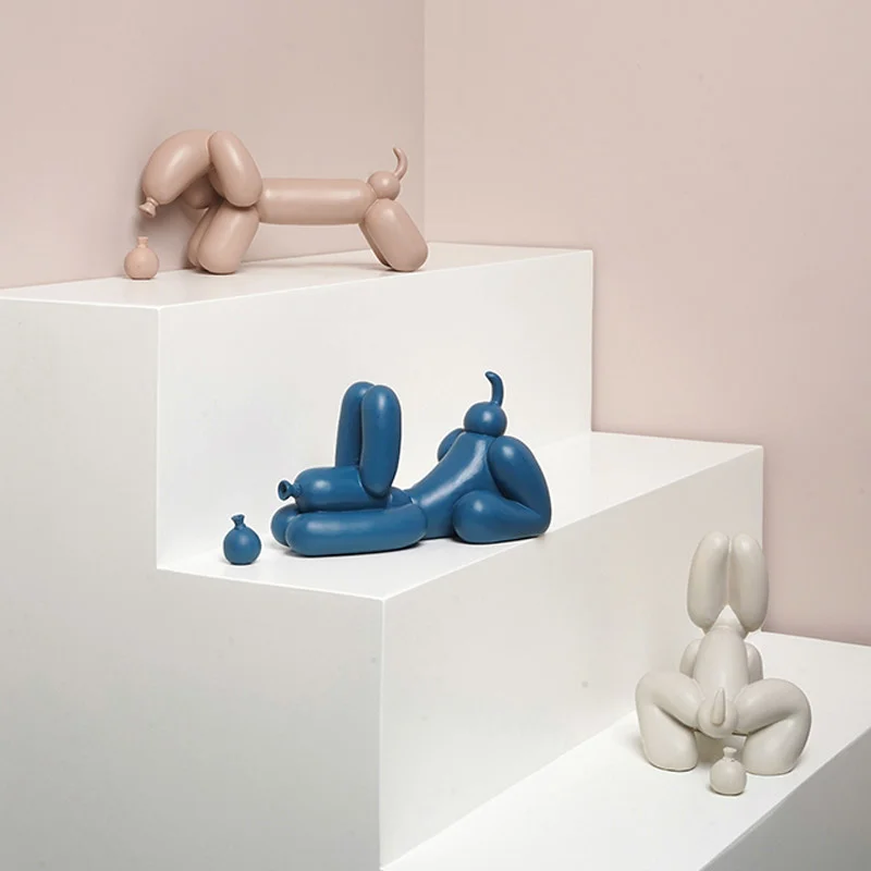 

Creative Morandi color resin balloon dog sculpture living room TV cabinet desktop art figurines housewarming new home gifts
