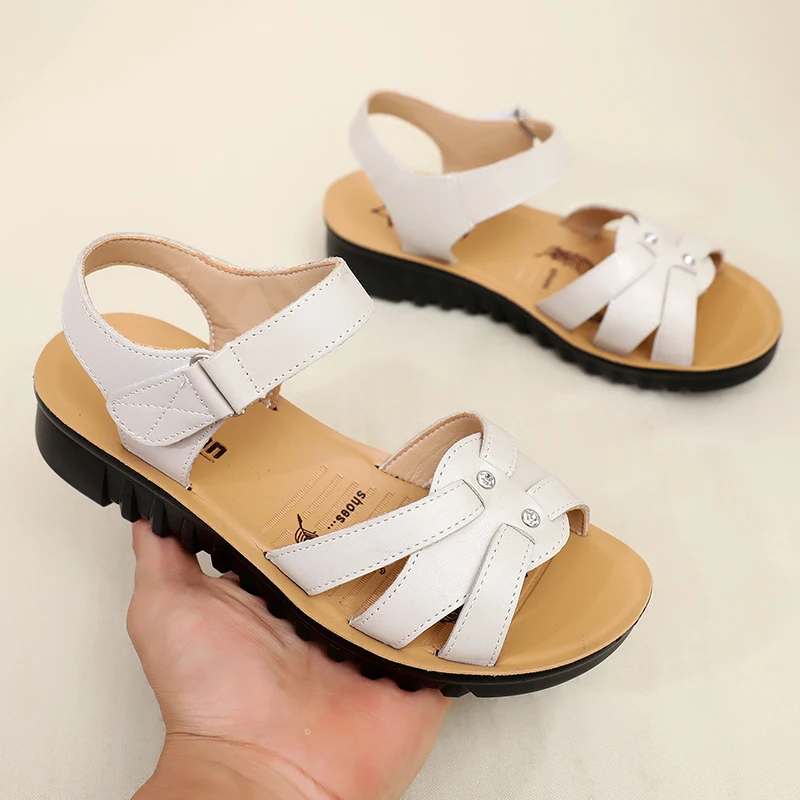 ZZPOHE/Новинка Летние кожаные сандалии для мам Стильные женские удобные