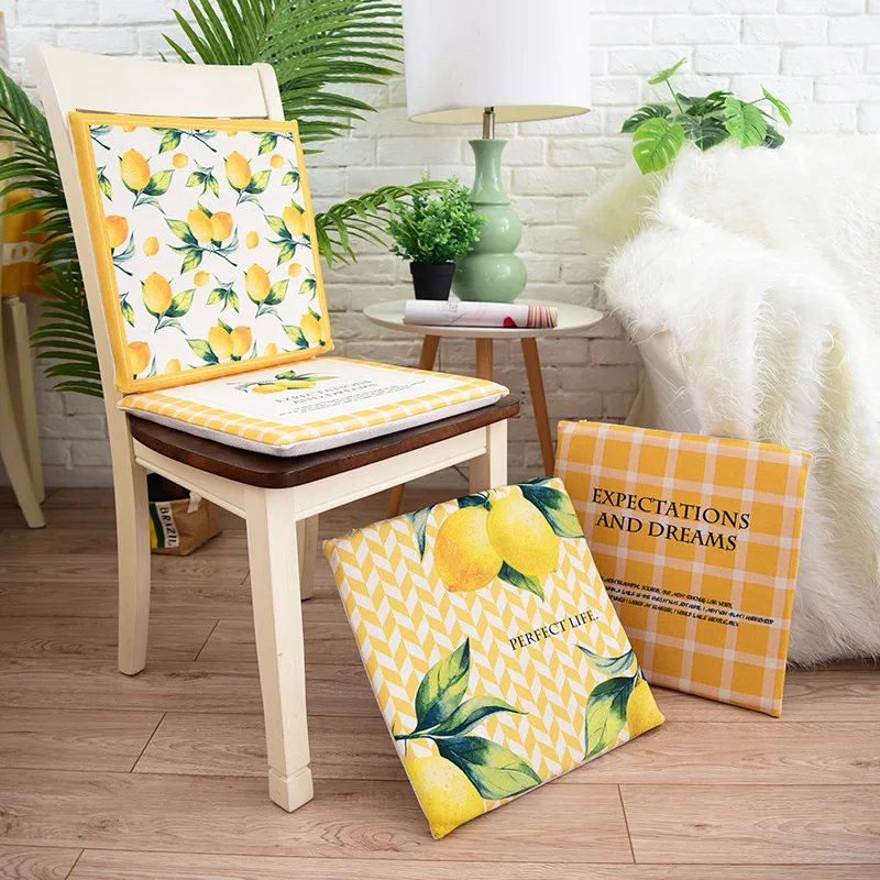 Simanfei подушка для сиденья пасторальная лимонная клетчатая подкладка стульев