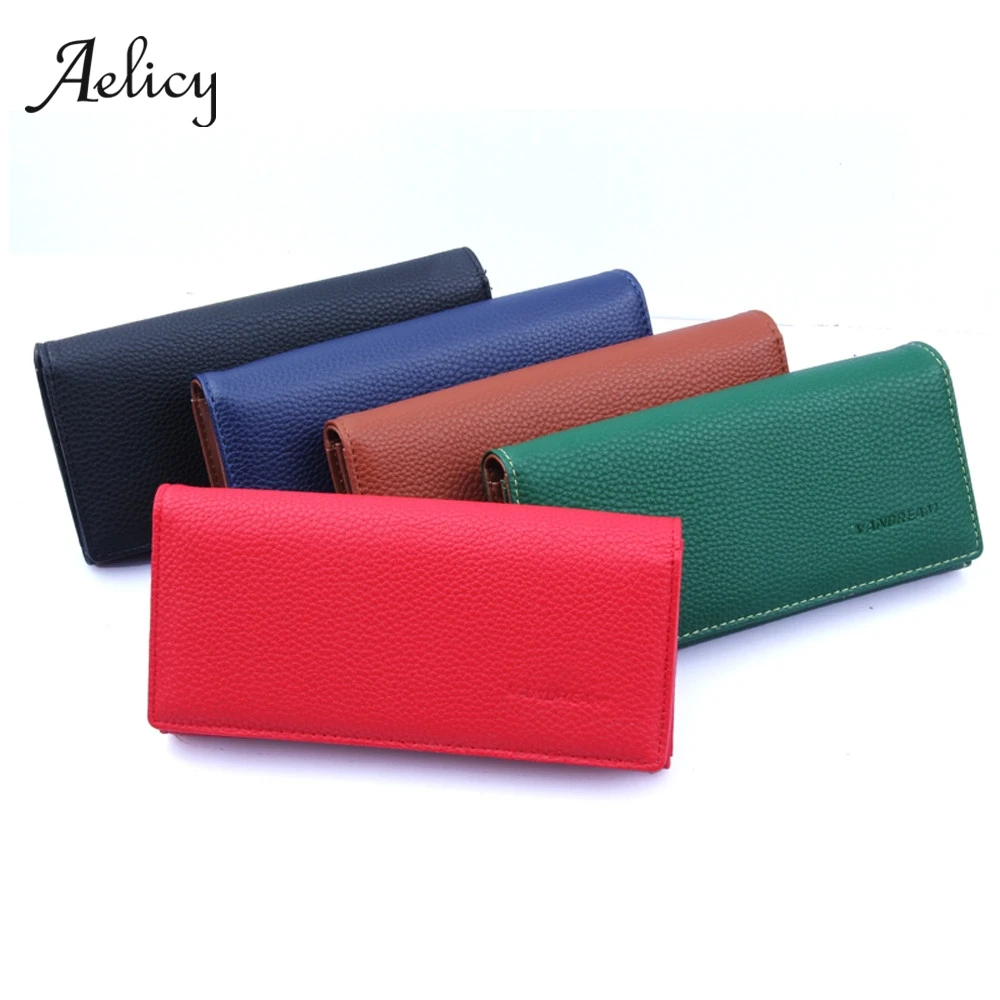 Aelicy, простые однотонные женские кошельки, длинный стильный многофункциональный кошелек, унисекс, искусственная кожа, мужской клатч, держатель для карт, сумки для телефонов