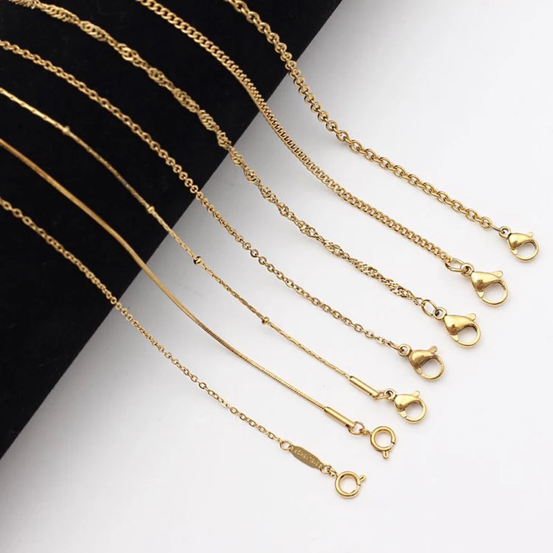 

Stainless Steel Gold Color Plated Link Beads Chain for Bracelets Necklace Ankles Jewelry Making DIY Accessories