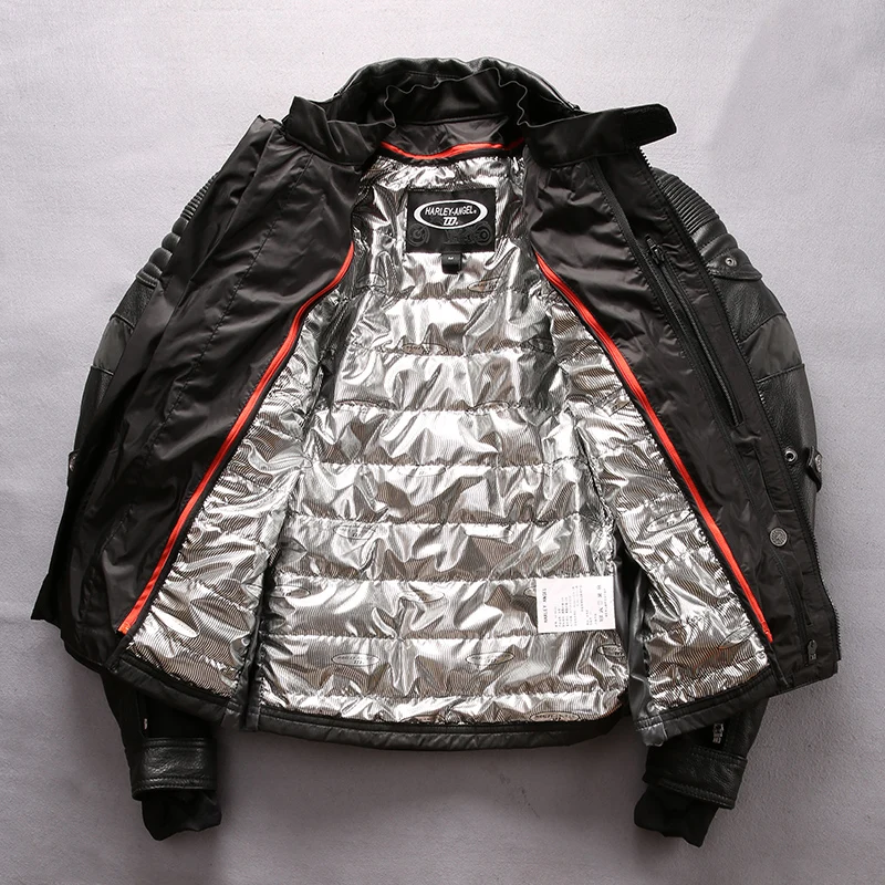 

Factory 2020 New Men Black Genuine Motorcycle Leather Jacket Fashion Super thick cowhide 4 piece Liner Detachable Biker Jackets
