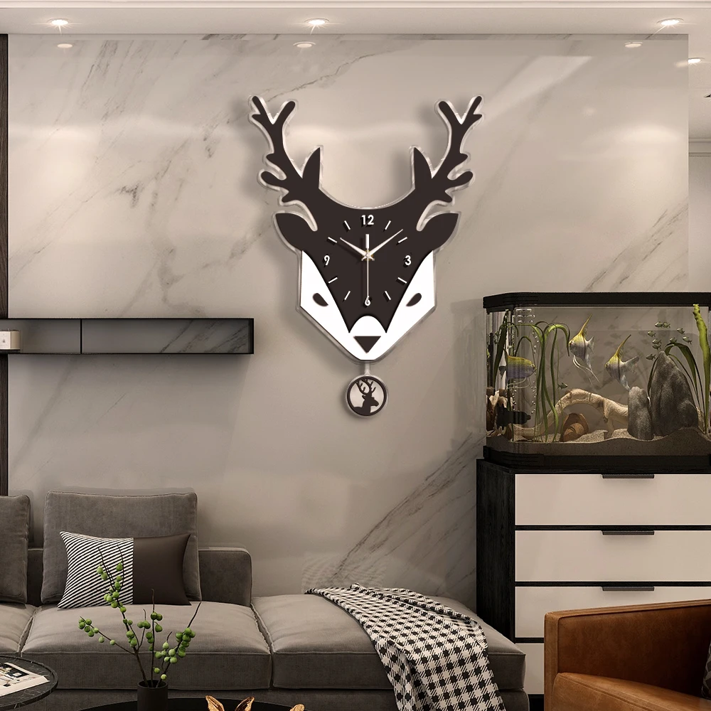 Настенные 3d часы в скандинавском стиле с головой оленя уникальные дизайнерские