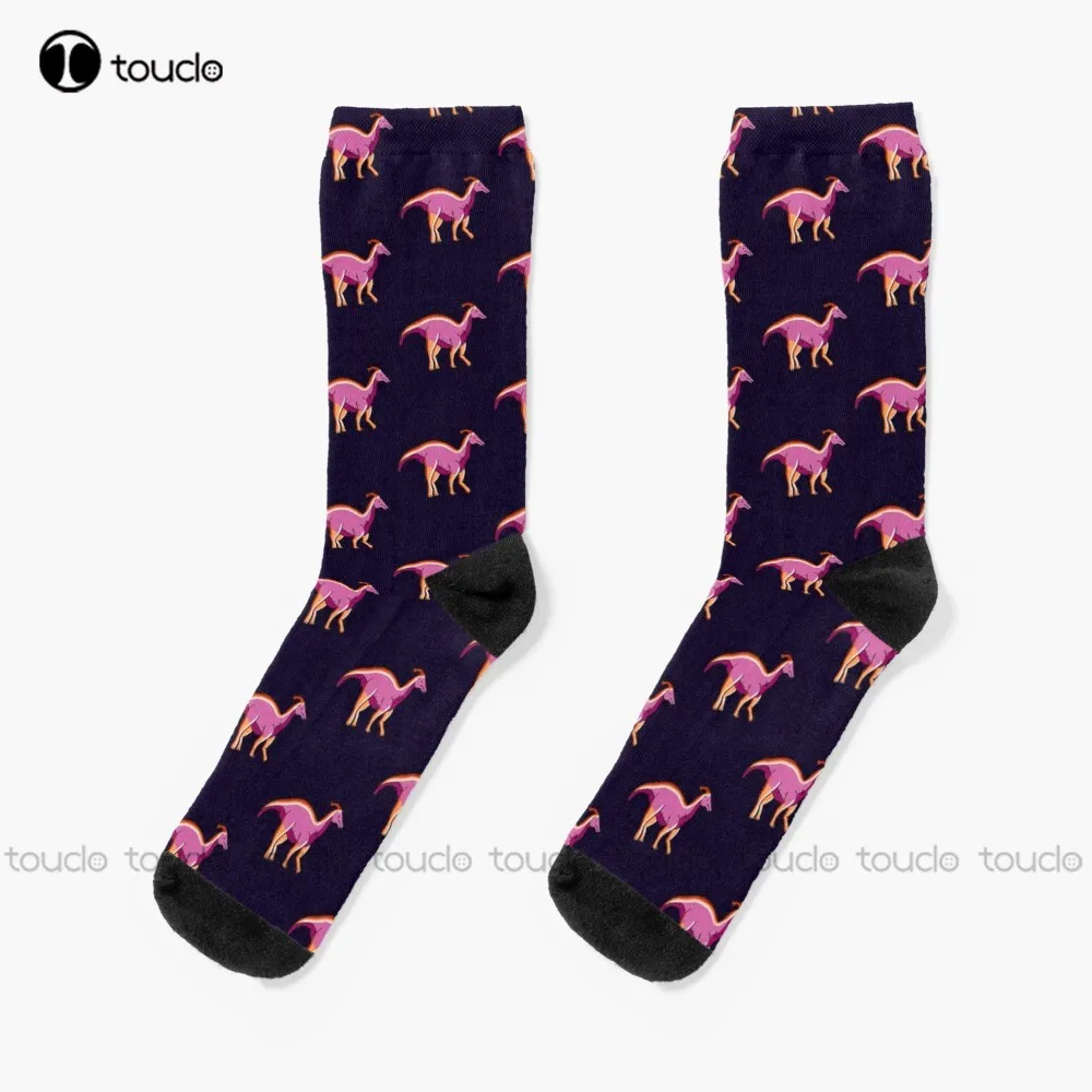 

Lesbian Dinosaur Orange Pink Lesbian Pride Socks Sock Personalized Custom Unisex Adult Teen Youth Socks 360° Digital Print Gift