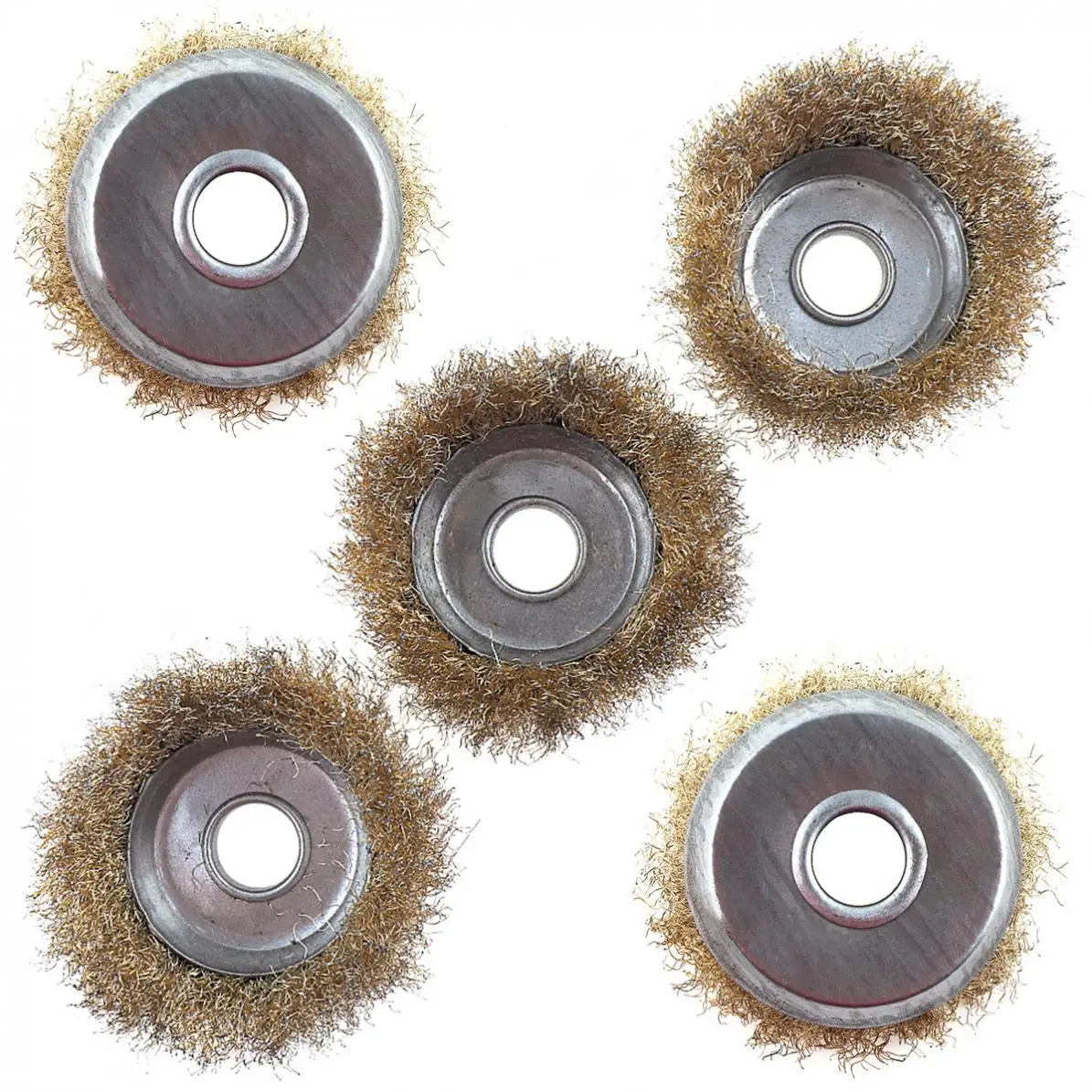 

5pcs 75mm Coppering Steel Wire Polishing Brush Wheels Set with 16mm Hole and Bowl Shape for Polished Derusting Tools