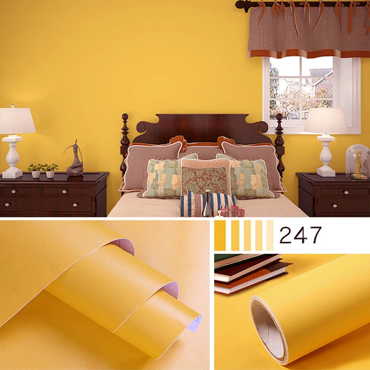 Спальня обои теплых оттенков чистый цвет наклейки на стену Мебель Ремонт