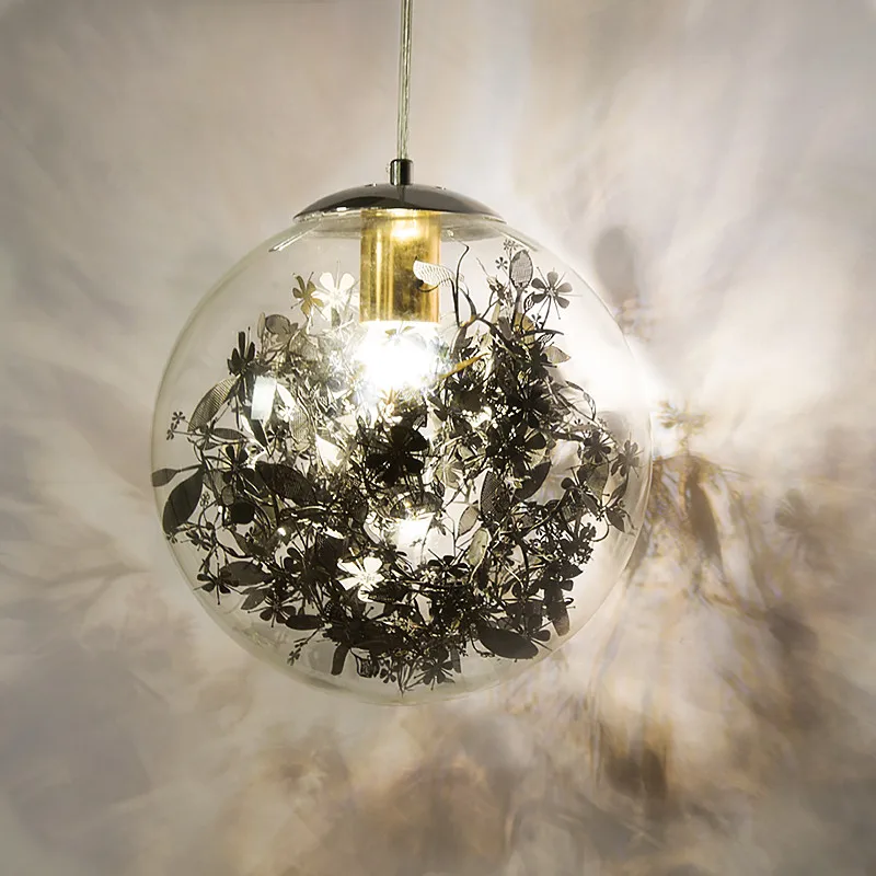 Стеклянный подвесной светильник Global с растениями европейская Подвесная лампа в