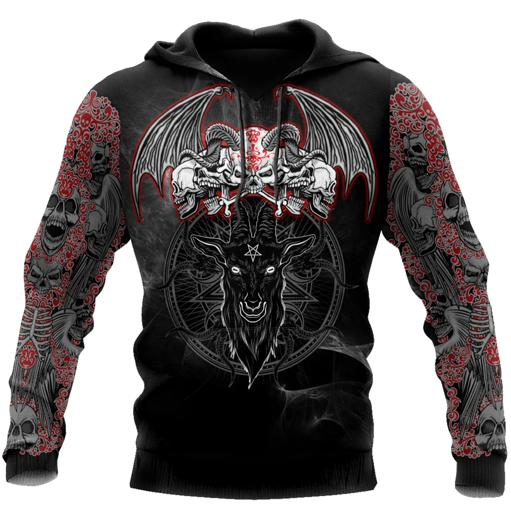 

New Fashion Men Hoodies Beautiful Satanic Skull Symbols 3D Full Printed Harajuku Sweatshirt Unisex Casual Zip Jacket CND11
