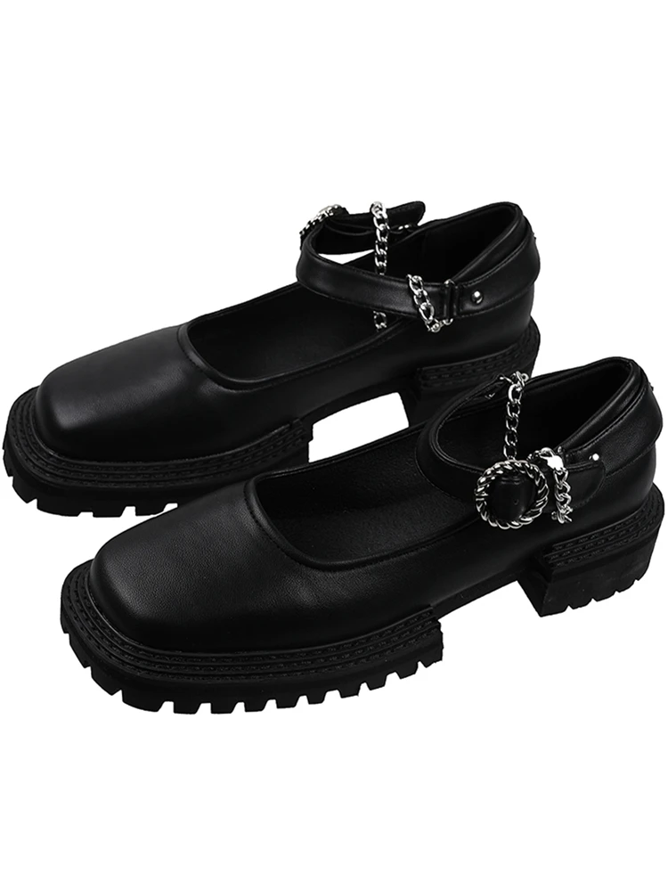 

Туфли женские кожаные на толстой подошве, в стиле ретро